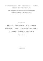 Znanje, mišljenja i ponašanje studenata Sveučilišta u Osijek u vezi pandemije COVID-19