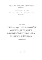 Utjecaj akutne hiperbarične oksigenacije na razinu oksidativnog stresa u HeLa staničnim kulturama