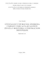 Učestalost i tip bolnog sindroma i njegov utjecaj na kvalitetu života u bolesnika sa cervikalnom distonijom