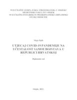 Utjecaj COVID-19 pandemije na učestalost samoubojstava u Republici Hrvatskoj