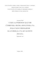 Utjecaj psihosocijalnih čimbenika rizika bolesnika na pojavnost primarnih glavobolja i na kvalitetu života