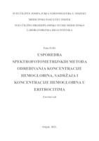 Usporedba spektrofotometrijskih metoda određivanja koncentracije hemoglobina, sadržaja i koncentracije hemoglobina u eritrocitima