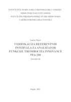 Verifikacija referentnih intervala za analizator funkcije trombocita Innovance PFA-200