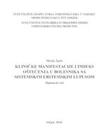 Kliničke manifestacije i indeks oštećenja u bolesnika sa sistemskim eritemskim lupusom