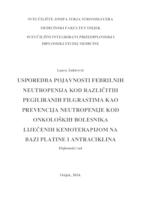 Usporedba pojavnosti febrilnih neutropenija kod različitih pegiliranih filgrastima kao prevencija neutropenije kod onkoloških bolesnika liječenih kemoterapijom na bazi platine i antraciklina