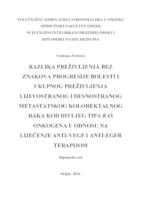 Razlika preživljenja bez znakova progresije bolesti i ukupnog preživljenja lijevostranog i desnostranog metastatskog kolorektalnog  raka kod divljeg tipa RAS onkogena u odnosu na liječenje anti-VEGF i anti-EGFR terapijom