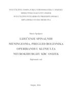 Liječenje spinalnih meningeoma, pregled bolesnika operiranih u Klinici za neurokirurgiju KBC Osijek