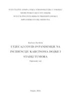 Utjecaj COVID-19 pandemije na incidenciju karcinoma dojke i stadij tumora