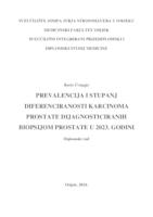 Prevalencija i stupanj diferenciranosti karcinoma prostate dijagnosticiranih biopsijom prostate u 2023. godini