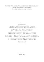 Utjecaj samačkog načina života na pojavnost depresivnosti simptoma te kvalitetu života i životnog zadovoljstva u osoba 3. životne dobi.