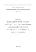 Utjecaj prehrane bogate mastima i šećerom na Izražaj antioksidativnih gena u mikrocirkulaciji Sprague Dawley štakora