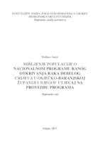 Mišljenje populacije o Nacionalnom programu ranog otkrivanja raka debelog crijeva u Osječko-baranjskoj županiji i njegov utjecaj na provedbu programa