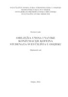 prikaz prve stranice dokumenta Obilježja unosa i navike konzumacije kofeina studenata Sveučilišta u Osijeku