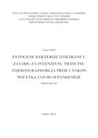prikaz prve stranice dokumenta Patogene bakterije izolirane u Zavodu za intenzivnu medicinu tijekom razdoblja prije i nakon početka COVID-19 pandemije