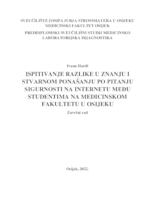 prikaz prve stranice dokumenta Ispitivanje razlike u znanju i stvarnome ponašanju po pitanju sigurnosti na internetu među studentima na Medicinskom fakultetu u Osijeku
