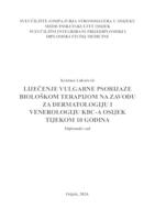 prikaz prve stranice dokumenta Liječenje vulgarne psorijaze biološkom terapijom na Zavodu za dermatologiju i venerologiju KBC Osijek tijekom 10 godina