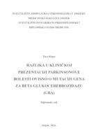 prikaz prve stranice dokumenta Razlika u kliničkoj prezentaciji Parkinsonove bolesti  ovisno o mutaciji  gena za beta glukocerebrozidazu (GBA)