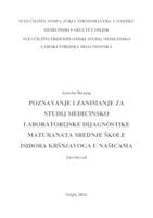 prikaz prve stranice dokumenta Poznavanje i zanimanje za studij medicinsko laboratorijske dijagnostike maturanata Srednje škole Isidora Kršnjavoga u Našicama