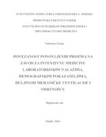 prikaz prve stranice dokumenta Povezanost ponovljenih prijema u Zavodu za intenzivnu medicinu s laboratorijskim nalazima, demografskim pokazateljima, duljinom mehaničke ventilacije i smrtnošću