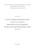 prikaz prve stranice dokumenta Stavovi medicinskih sestara i tehničara prema profesionalnoj karijeri i migraciji iz Republike Hrvatske